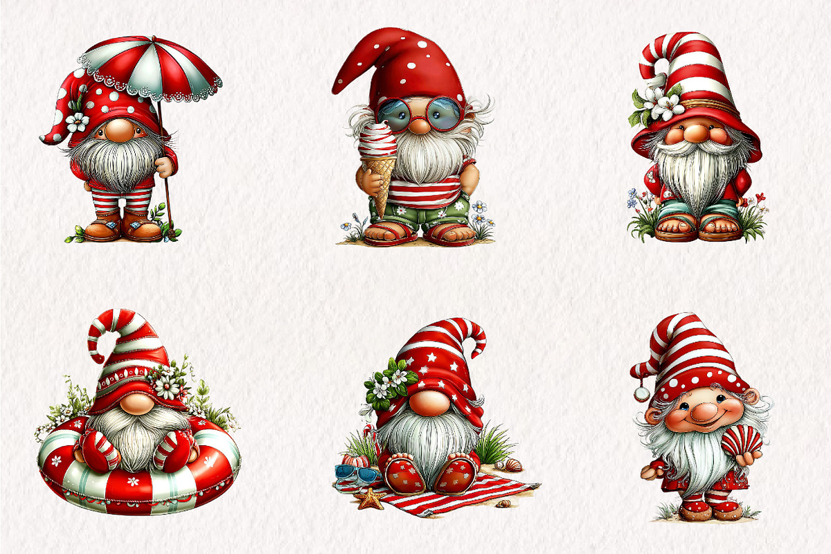 Watercolor Beach Gnome Clipart, an Illustration by CreationArt (Photo 5 of 7)