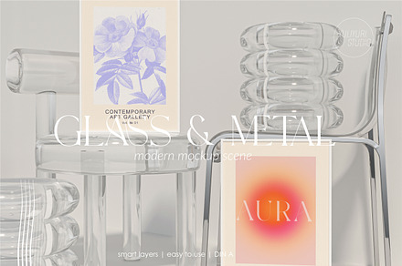 GLASS & METAL | Trendy Frame Mockup, a Household Mockup by yuliyuri.studio