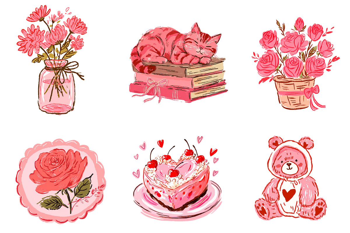 hand drawn valentines clipart, an Illustration by CreationArt (Photo 5 of 5)