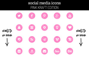 29 Feminine Pink Kraft Social Icons