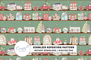 Bookish Christmas Seamless Pattern, a Pattern Graphic by Coastal 5 Designs (Thumbnail 1 of 3)