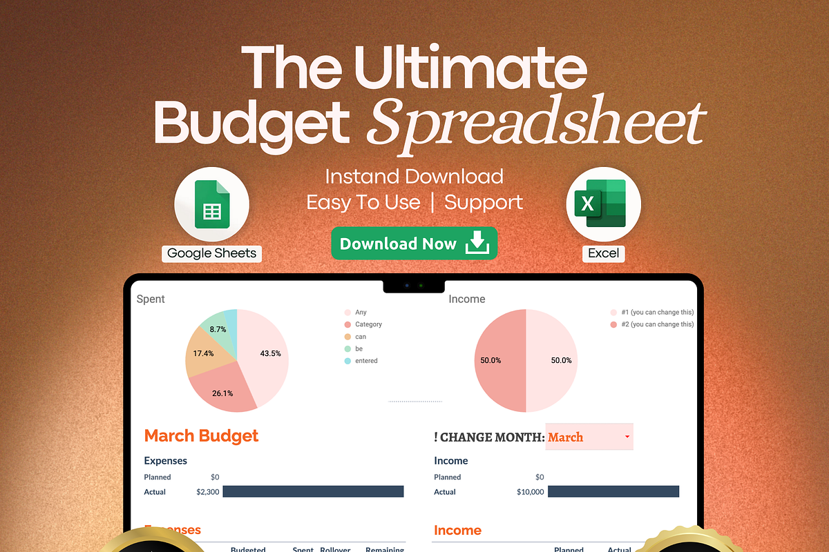 Ultimate Budget Planner for Google S, a Templates & Theme by vitalinagerman (Photo 1 of 11)