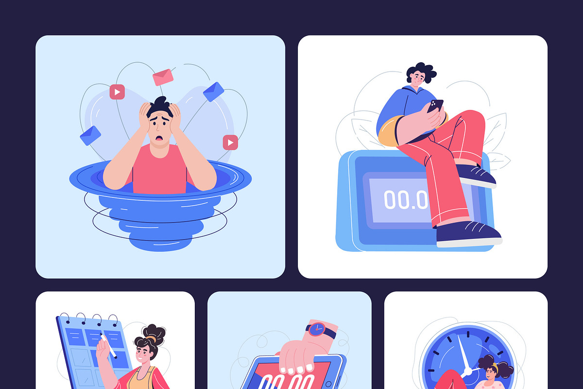 Time Management Illustration Art Set, a Work Illustration by Creative Stall (Photo 9 of 10)