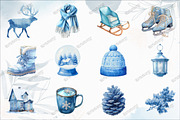 Powder Blue Winter Watercolor Clipar, an Illustration by designcity5 (Thumbnail 2 of 5)