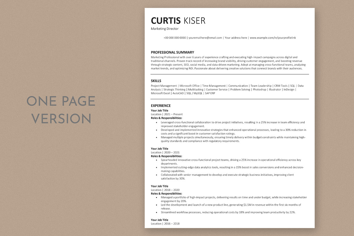 ATS Resume / CV, a Resume Template by Anjum Ilyas (Photo 2 of 8)