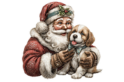Santa With Dog Clipart PNG, a Seasonal Illustration by Memories By Lea (Thumbnail 14 of 19)
