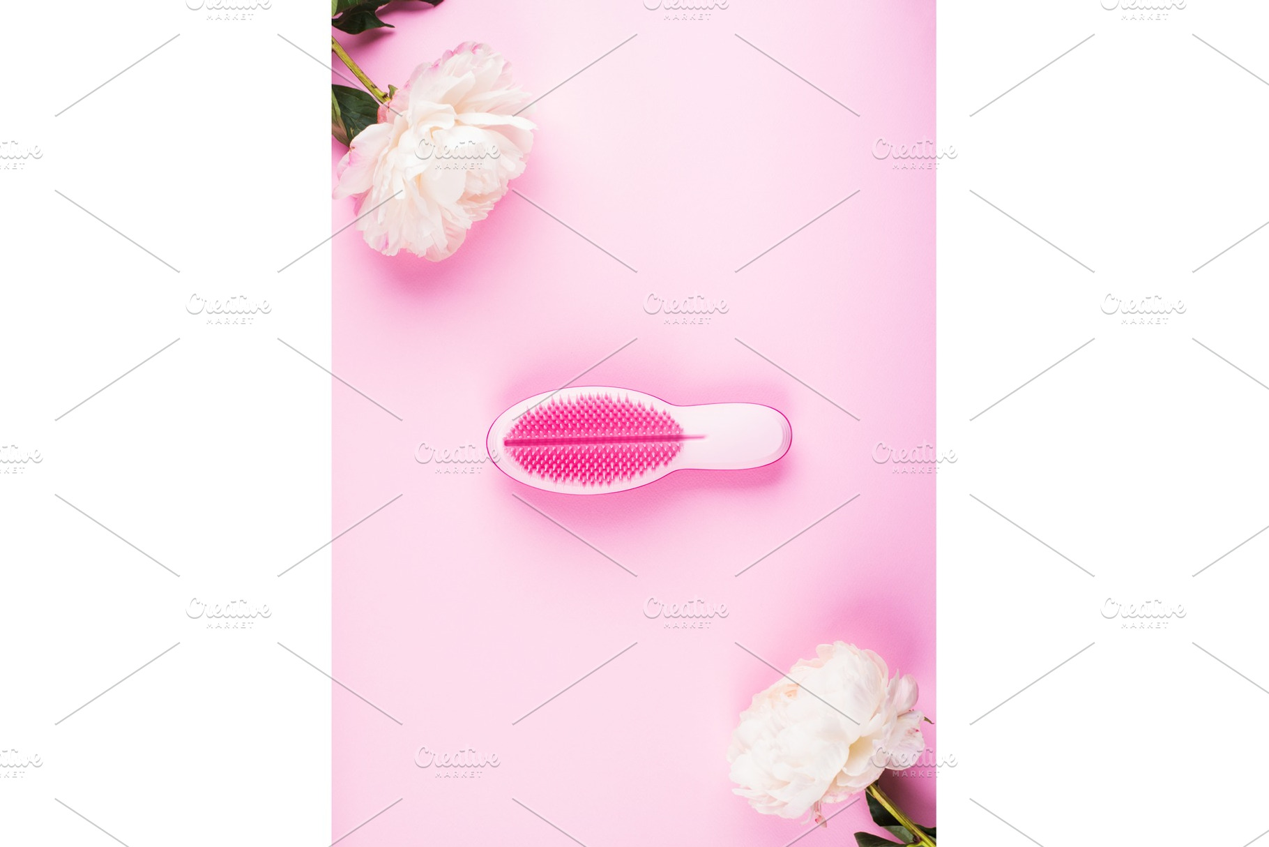 Pink hair brush in white peonies containing hair, brush, and tangle, a Beauty & Fashion Photo by Lifemorning