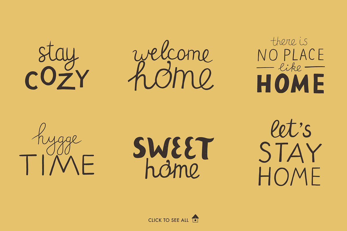 Home. Cozy vector lettering set., an Object Graphic by anna khramtsova (Photo 2 of 10)
