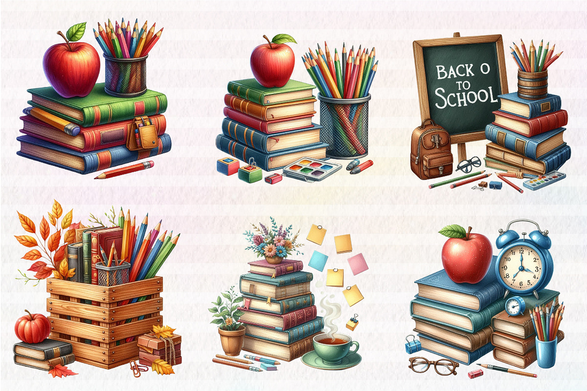 Back to School Books Stack, an Illustration by CreationArt (Photo 6 of 6)