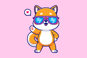 Cute Cool Shiba Inu Dog Wear Glasses, an Animal Illustration by Catalyst Labs