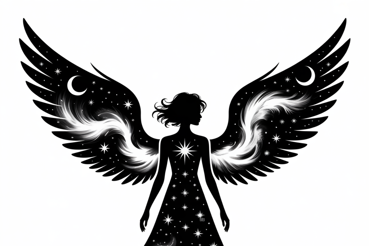 starry angel wings silhouette, an Illustration by Amazin_art (Photo 4 of 21)