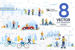 Eco Transport Vector Scenes