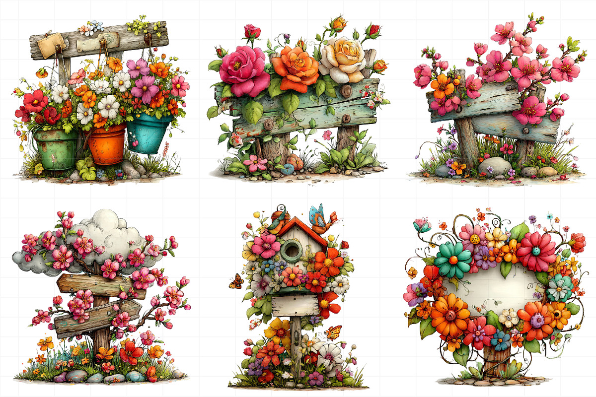 Whimsical Spring Signpost Clipart, an Illustration by Daily.Designs (Photo 5 of 8)