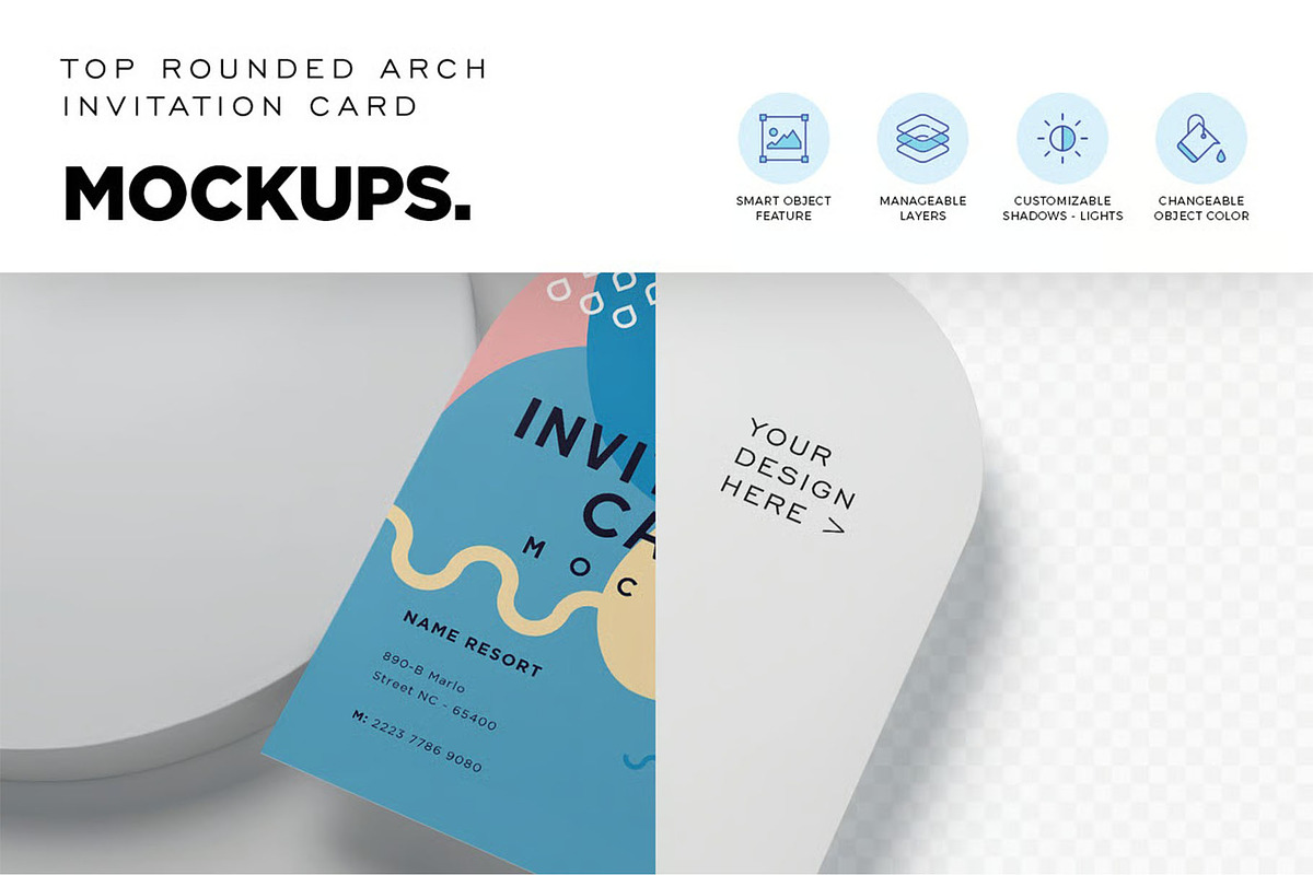 Arch Shaped Wedding Card Mockups, an Advertising Mockup by megostudi0 (Photo 5 of 7)