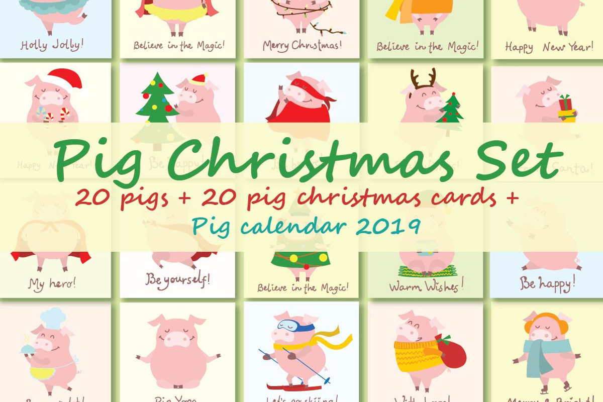 For one week only $5!!! PIG SET, an Animal Illustration by Virinaflora (Photo 1 of 4)
