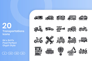 20 Transportations - Glyph