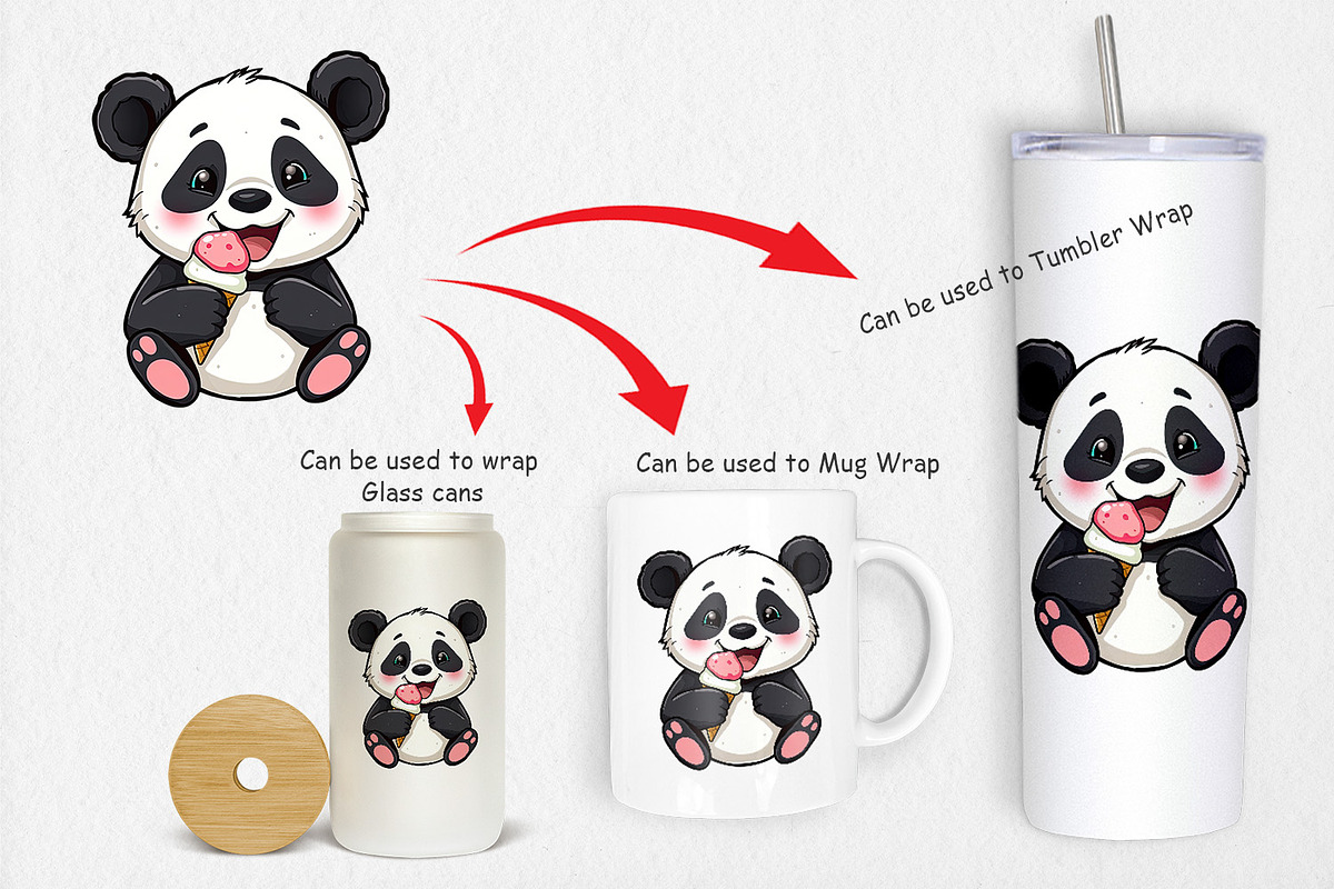 Panda with Ice Cream Clipart, a Graphic by Artnoy (Photo 4 of 5)