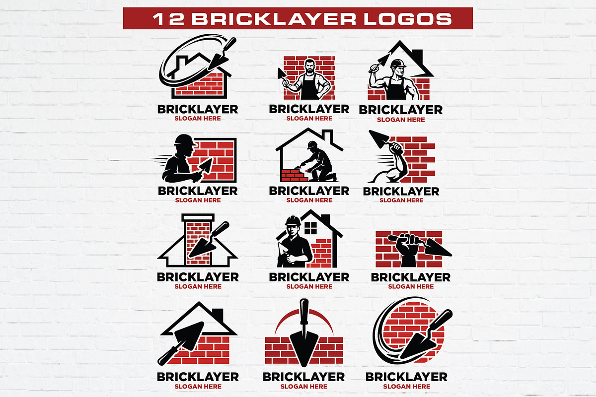 12 Bricklayer Masonry Logo Bundle, a Branding & Logo Template by Guavanaboy (Photo 1 of 3)