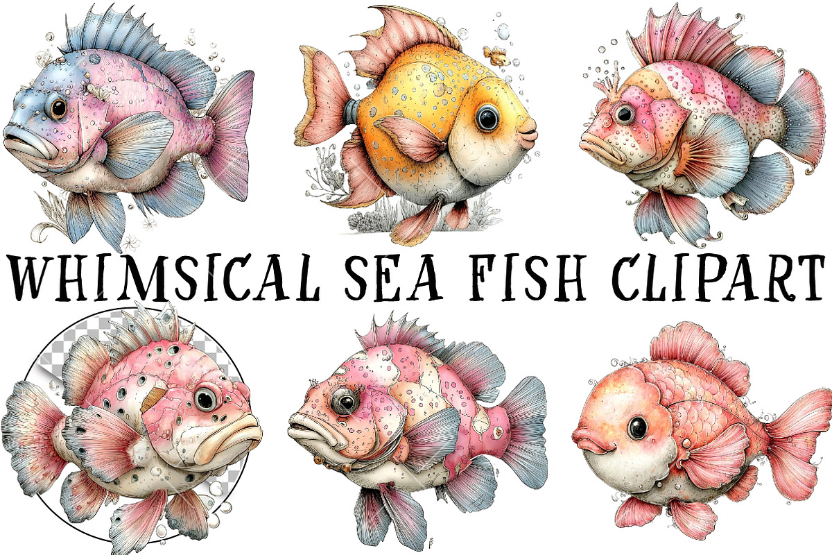 Whimsical Sea Fish Clipart, an Illustration by OK Design (Photo 2 of 6)