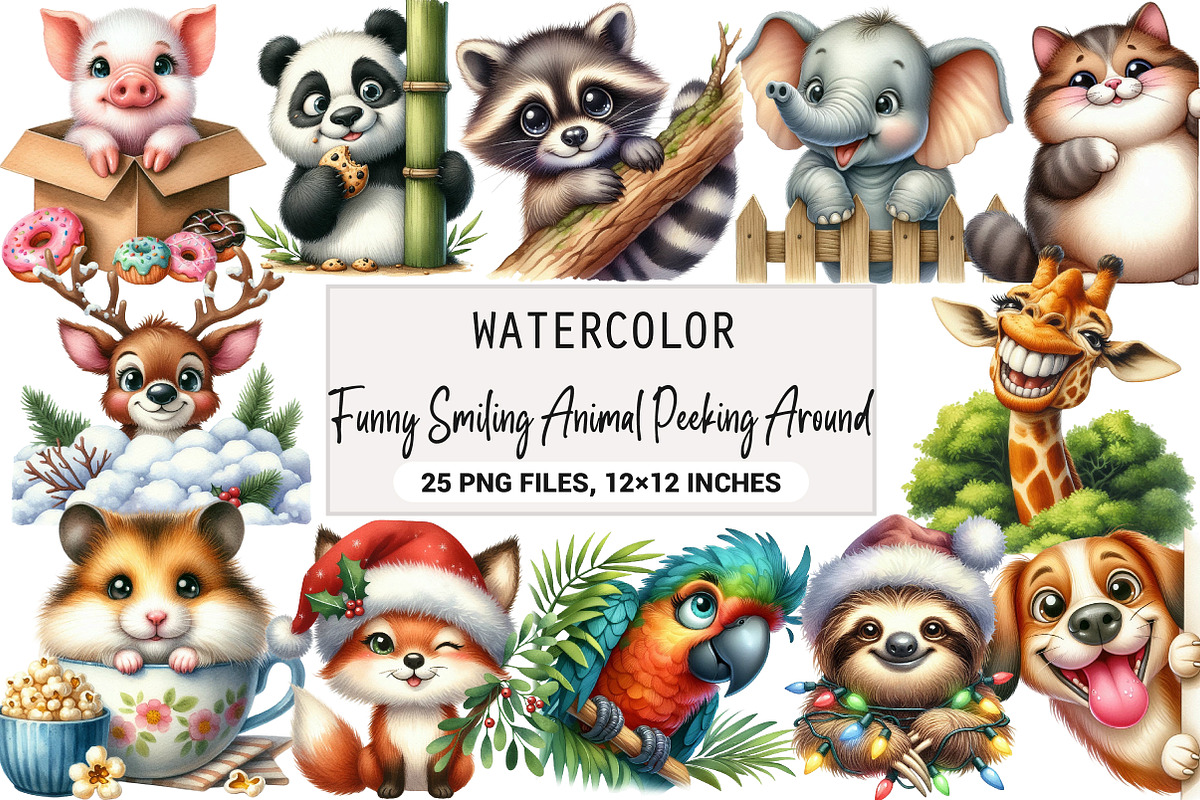 Funny Smiling Animal Peeking Around, an Illustration by DreamArtGraphic (Photo 1 of 4)