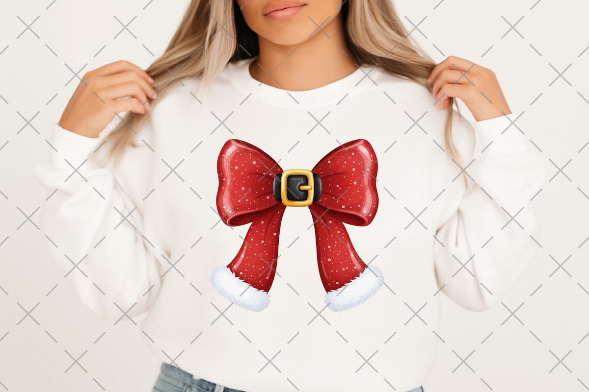 Christmas Coquette Santa Bow PNG, an Illustration by Craft Nest (Photo 3 of 6)
