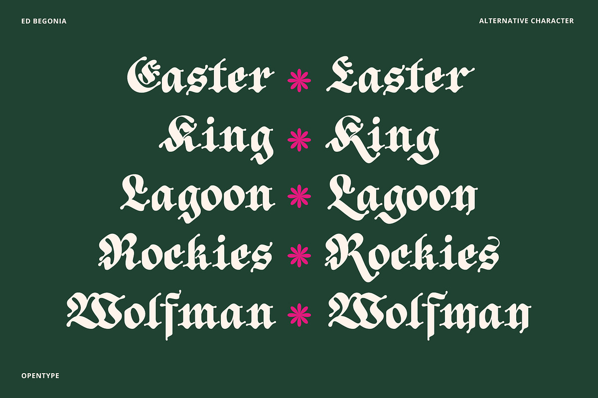 ED Begonia - Blackletter Typeface, a Blackletter Font by Emyself Design (Photo 8 of 12)