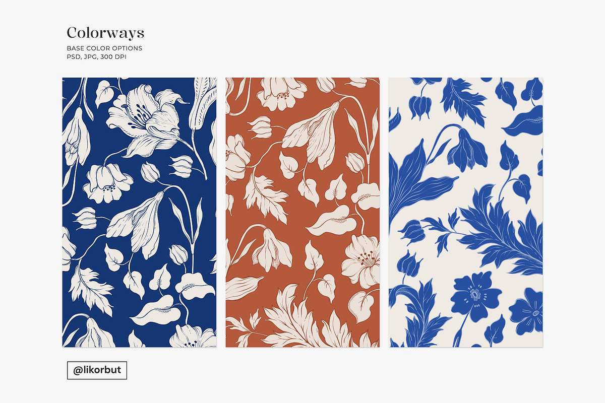 Vintage Blue Floral Seamless Pattern, a Pattern Graphic by likorbut (Photo 6 of 13)