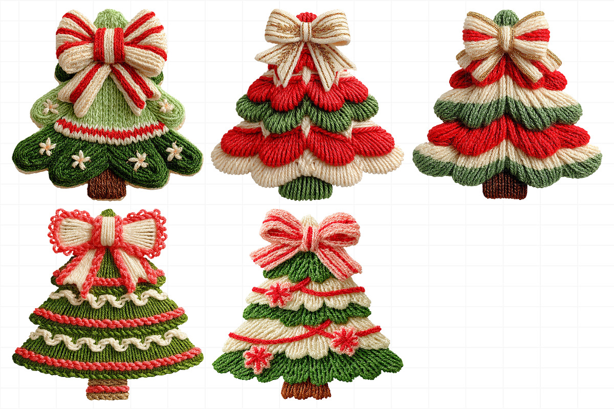 Christmas Tree Bow Crochet Faux Yarn, an Illustration by Daily.Designs (Photo 3 of 4)