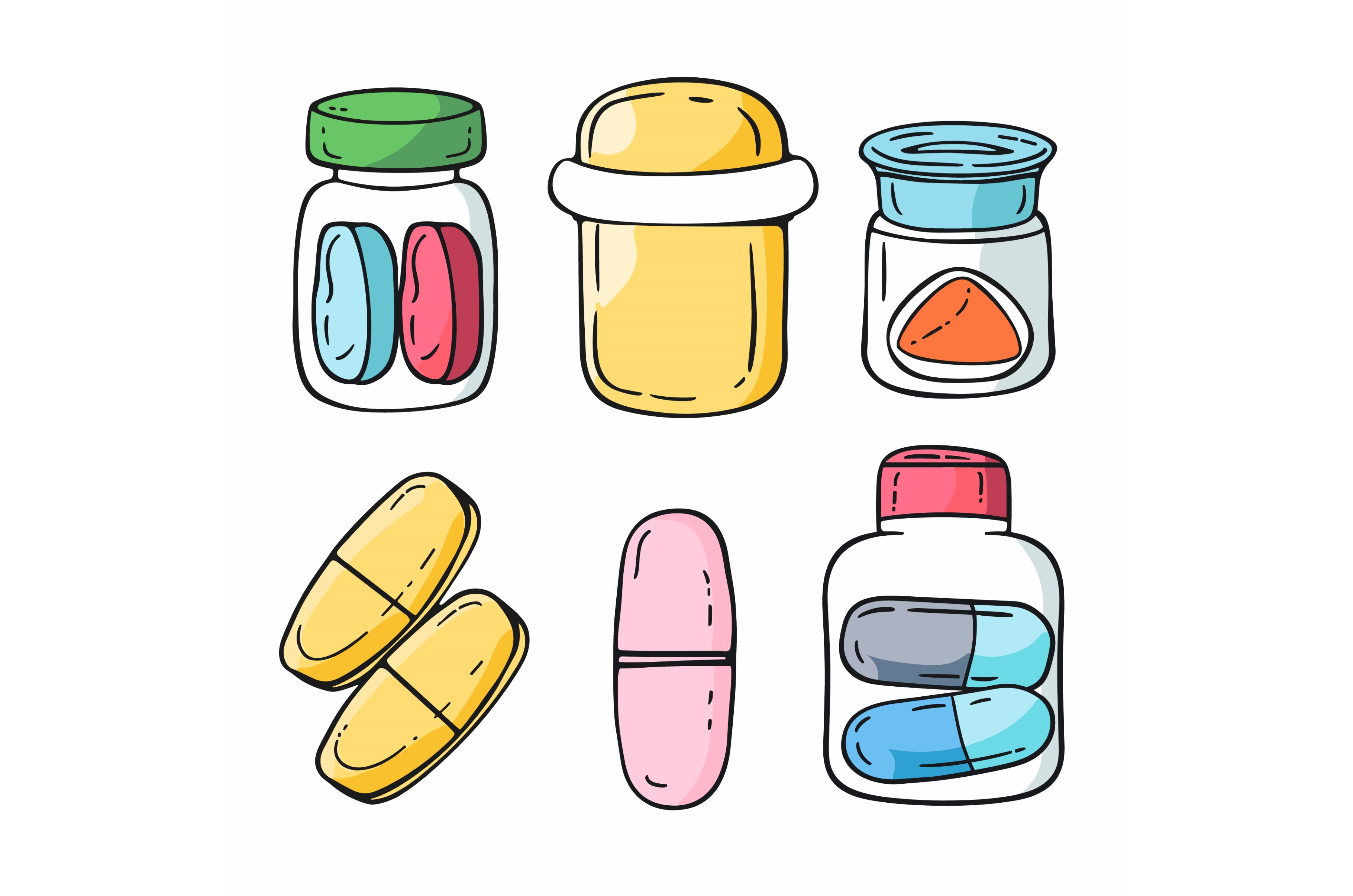 Handdrawn medication containers, an Object Illustration by ...