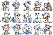 Christmas Cat Clipart Bundle, an Illustration by Pixels.Craft (Thumbnail 5 of 6)