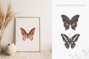 5 Boho Butterflies Clipart