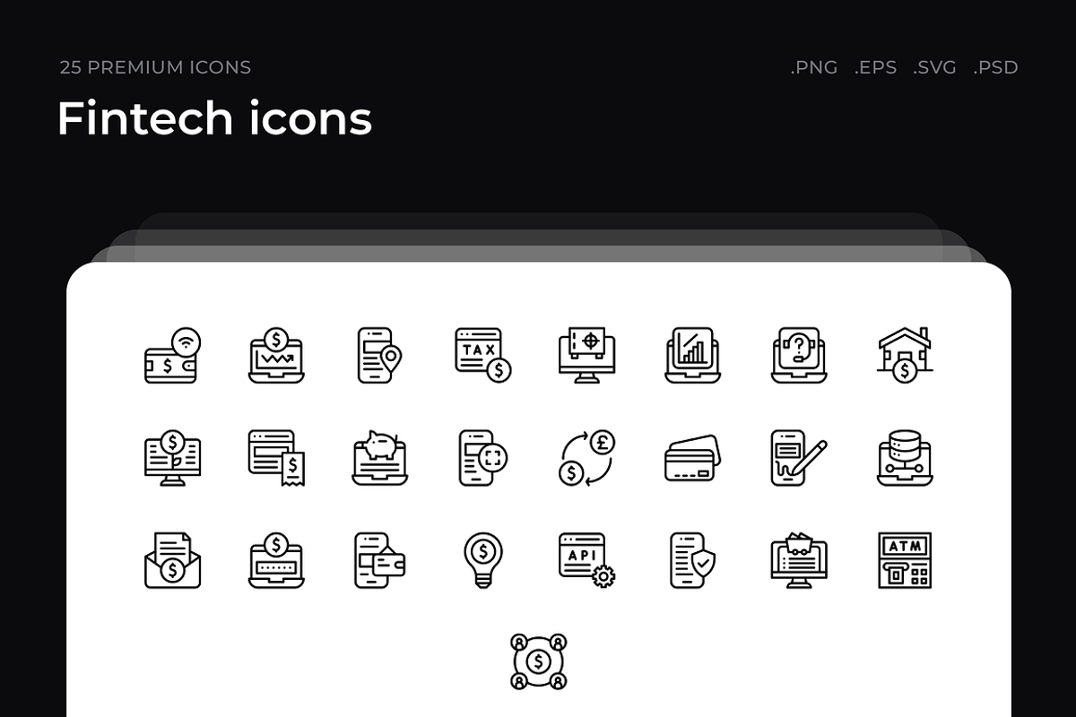 Fintech icons, an Outline Icon by Wencory