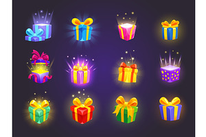Cartoon game giftboxes. Gift boxes, an Object Illustration by Stock-Smart-Start