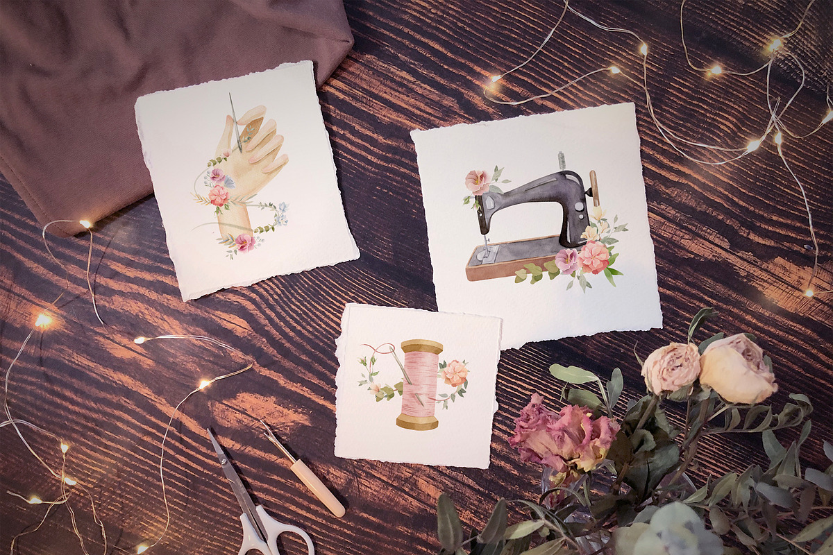 Sewing Supplies Clipart, an Illustration by Julia M. Watercolor (Photo 3 of 13)
