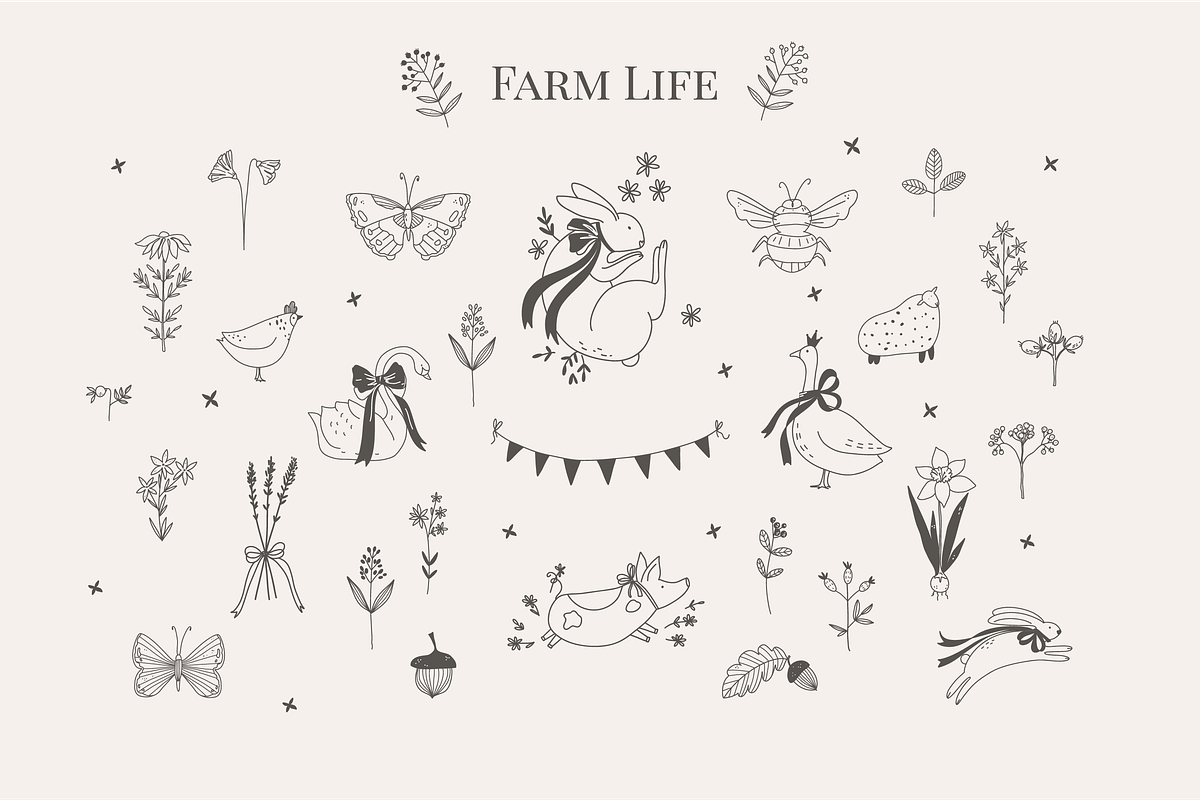 Farm Life Nostalgic line doodle icon, a Decorative Illustration by Summer Nightingale Art (Photo 11 of 20)