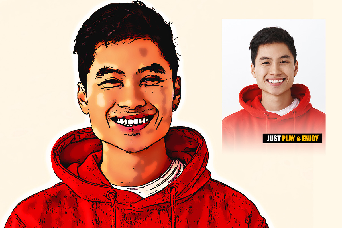 Raw Cartoon Maker Photo Effect, an Action Add-On by DesignCave