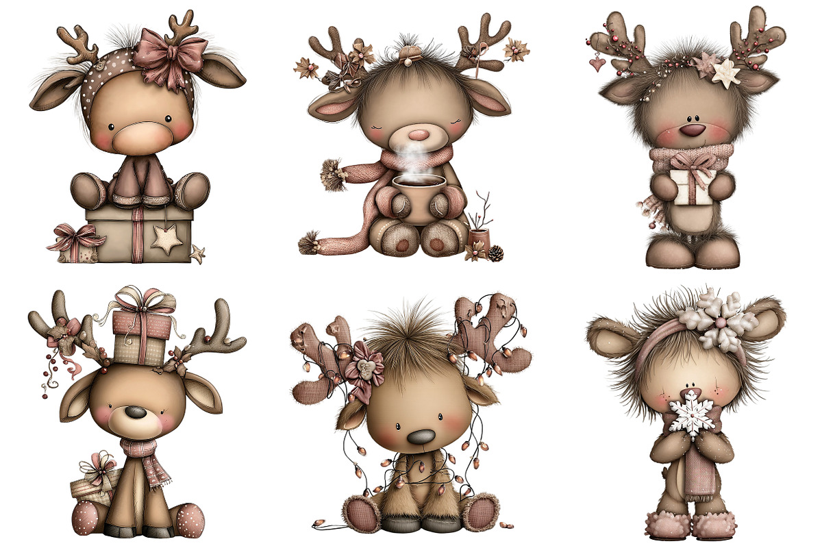 Quirky Christmas Reindeer Clipart, an Illustration by Craft Nest (Photo 8 of 11)