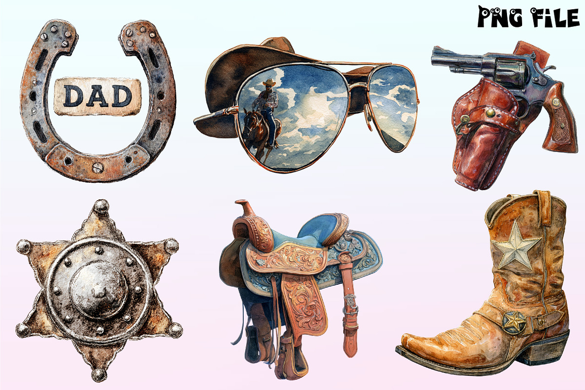 Retro Cowboy Dad Clipart PNG, a Graphic by CitraGraphics (Photo 2 of 4)