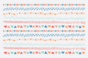 6 Vector Hand Drawn Tribal Borders