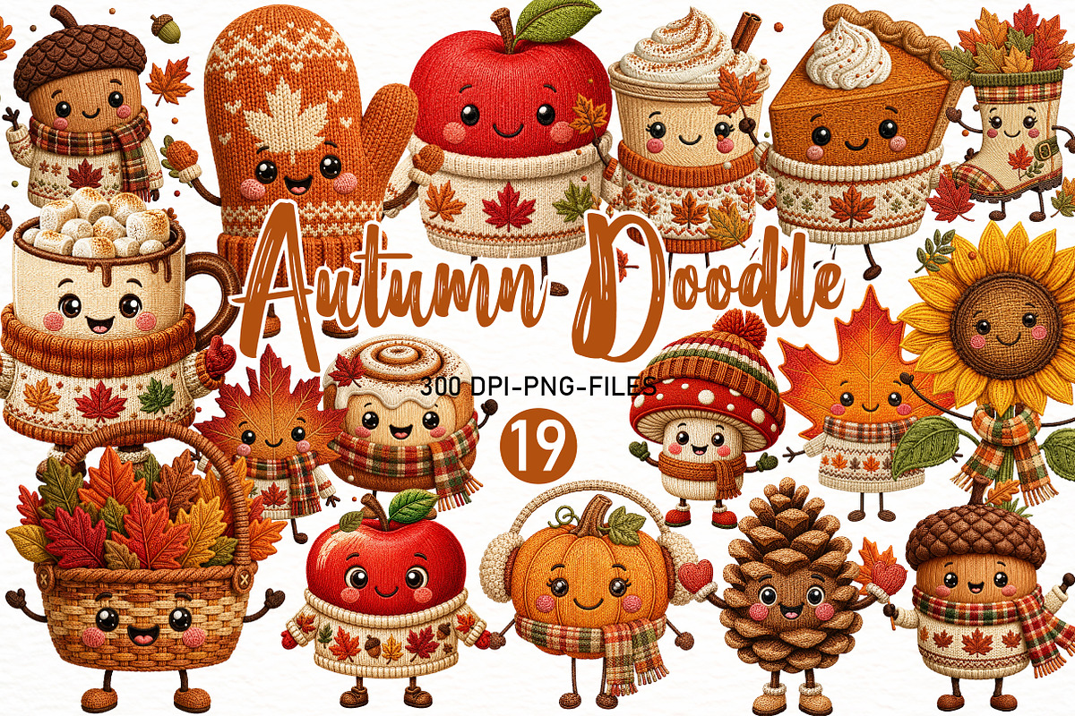 Whimsical Autumn Doodle Clipart, a Seasonal Illustration by Designworld (Photo 1 of 5)