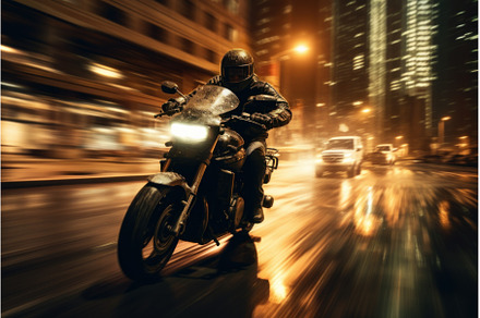 Thunderous Motorcycle speeding city, a Sports & Recreation Photo by Ylivdesign