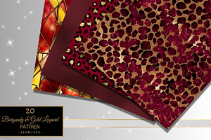 Burgundy And Gold Leopard Paper Pack