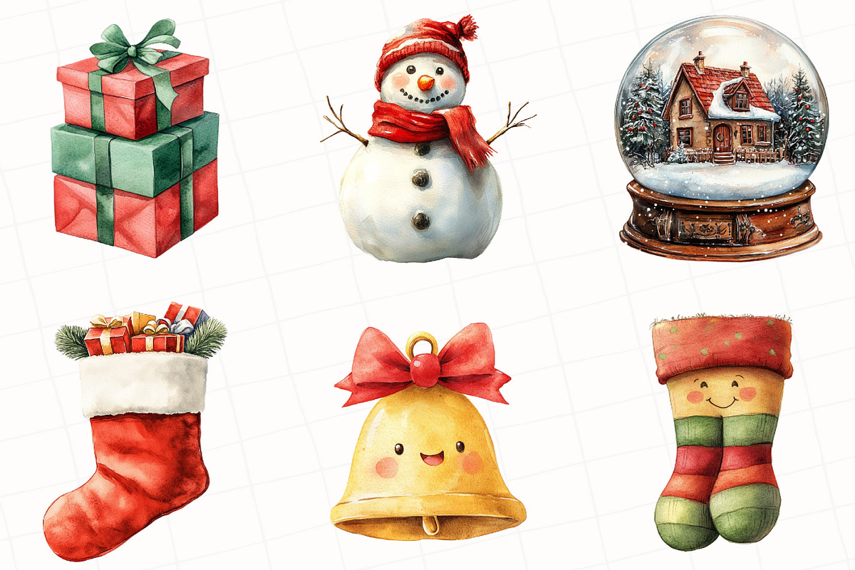 Christmas Elf Watercolor Clipart, an Illustration by OK Design (Photo 5 of 5)