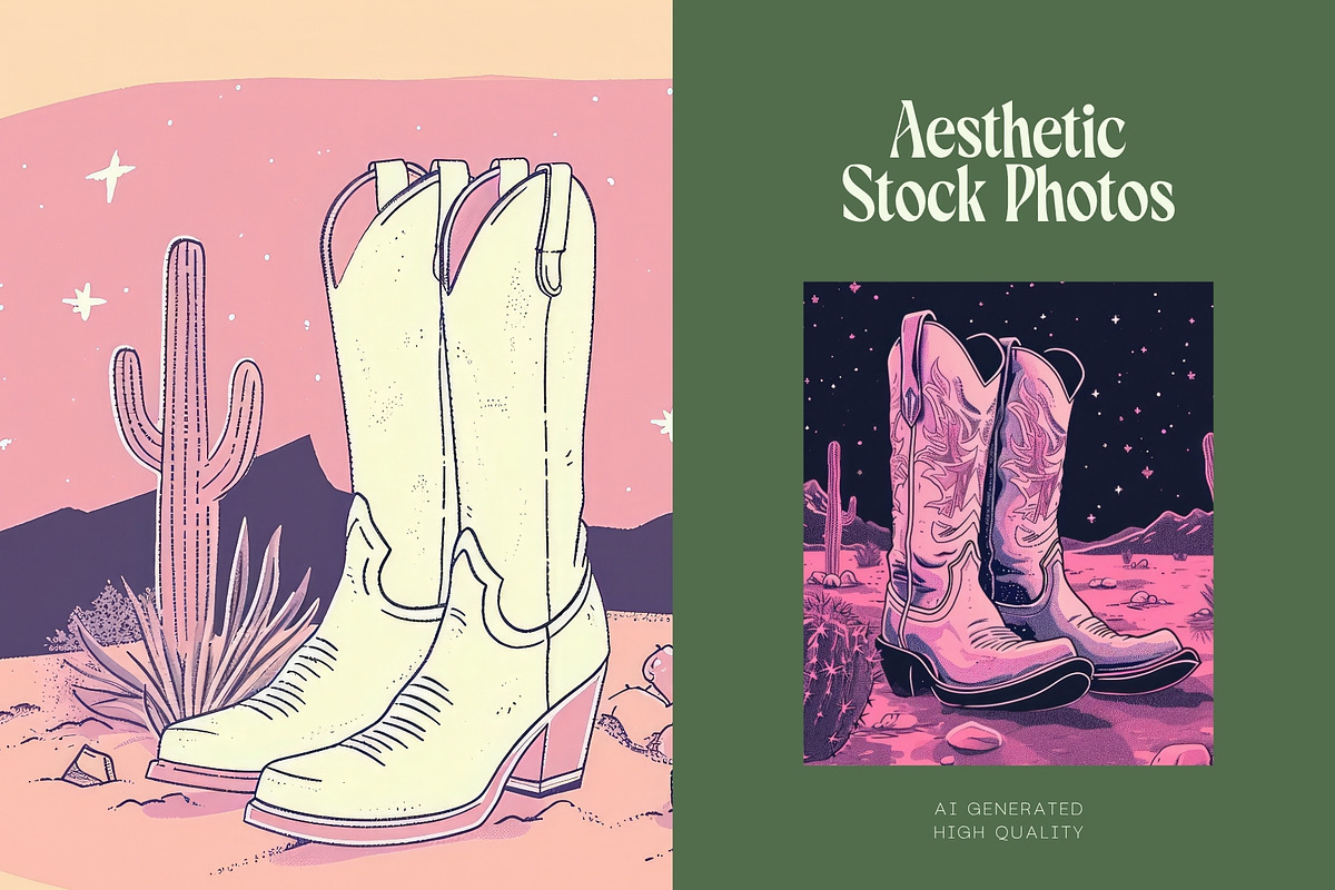 20 Cowgirl Desert Boot Illustrations, a Decorative Illustration by Incomelion (Photo 6 of 9)