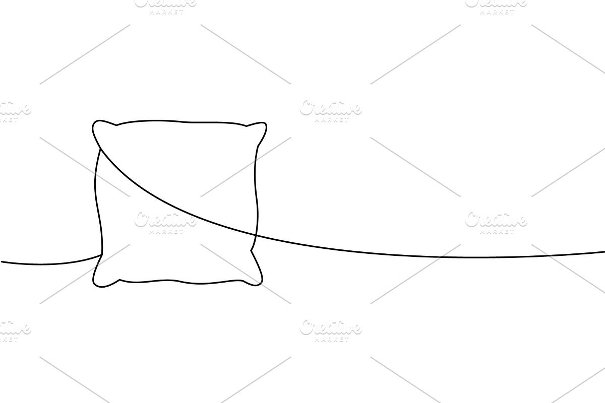 Square pillow one line continuous, an Object Illustration by GraphiShop