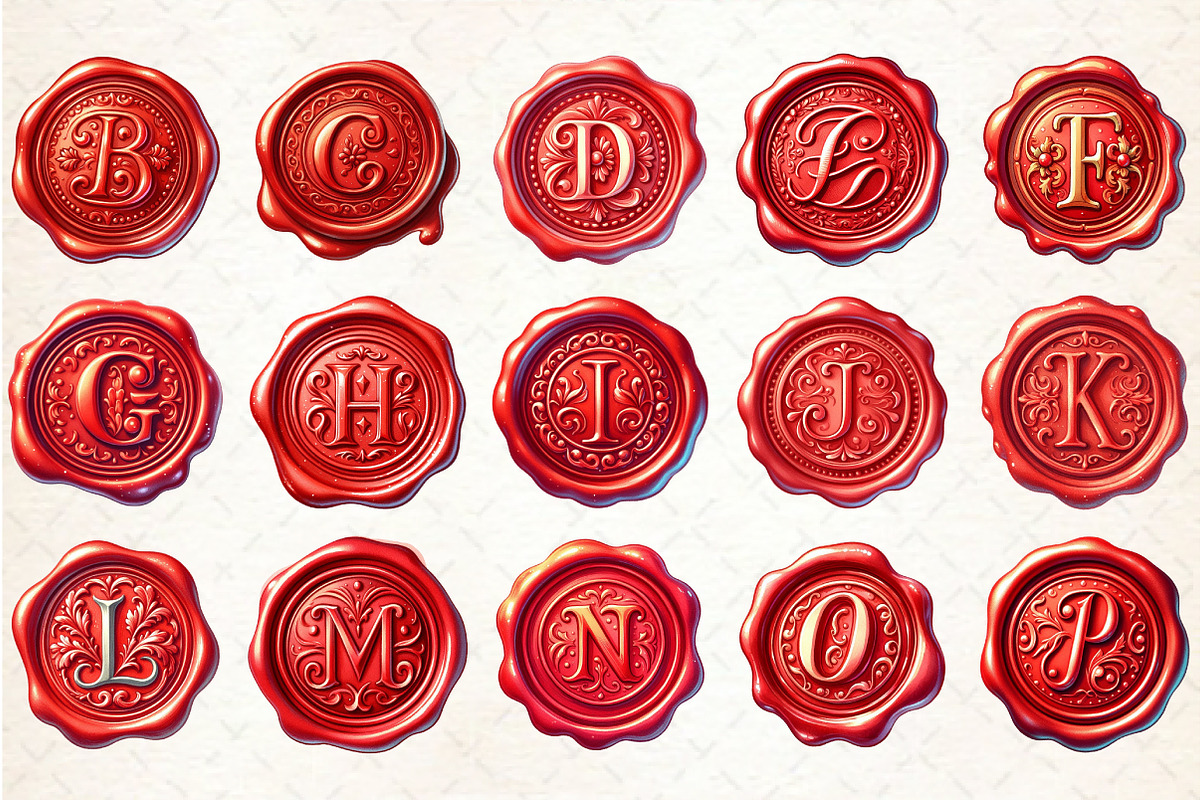Red Wax Stamp Letter Clipart Bundle, an Illustration by Rose Art (Photo 2 of 7)