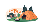 Campsites with camping tents set, a Seasonal Illustration by PaperTrident (Thumbnail 9 of 11)