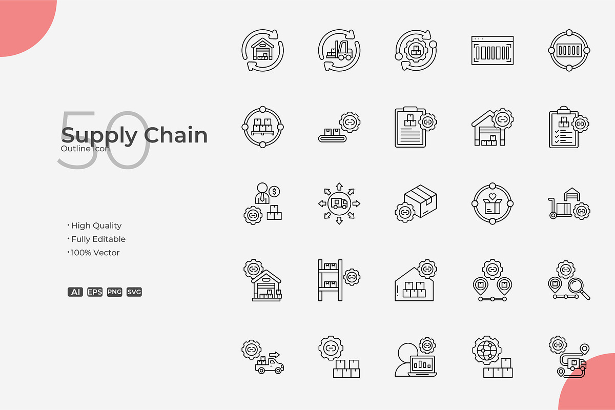 Supply Chain Outline Icons, an Outline Icon by Bloodline