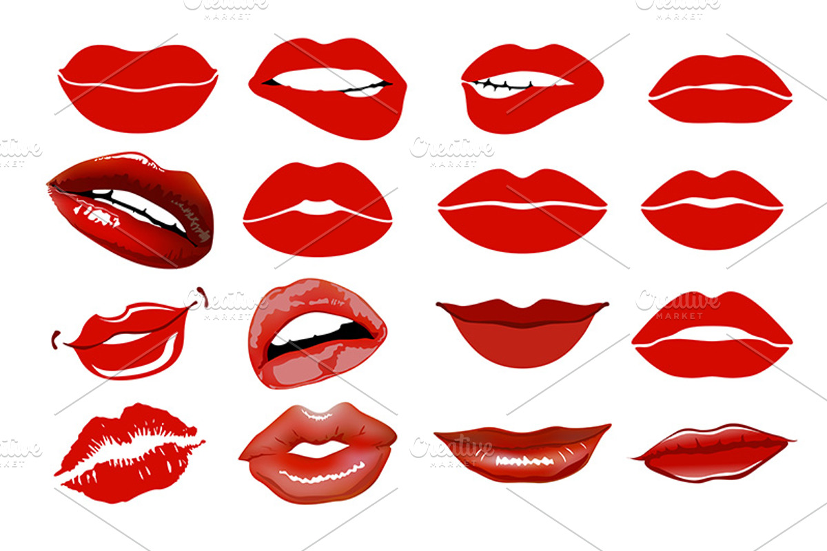 Lips set. Woman makeup vector, a Graphic by Rommeo79
