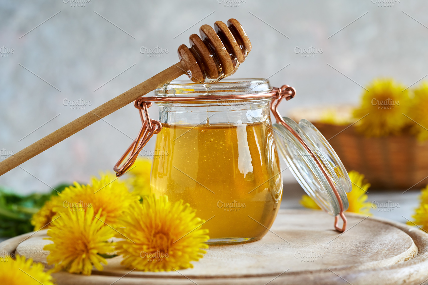 Dandelion honey made from fresh dandelion flowers, a Food & Drink Photo by Madeleine Steinbach